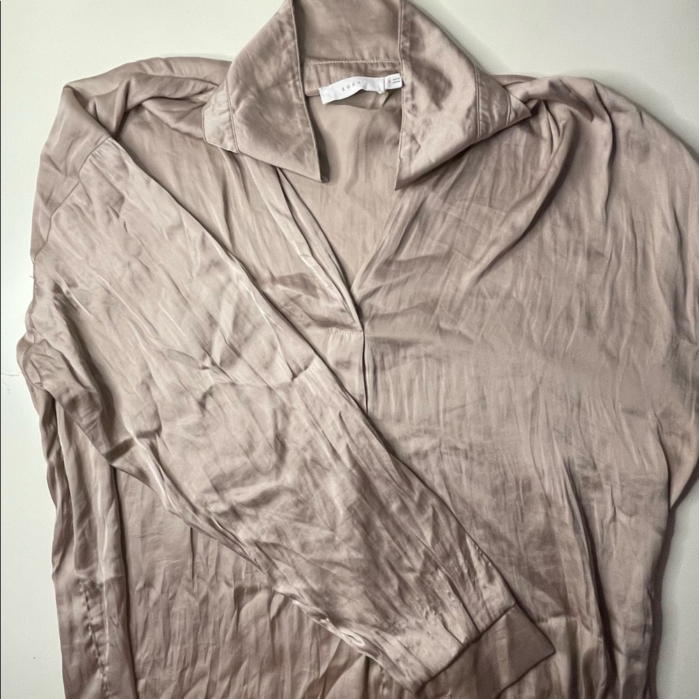 Lush Long Sleeved Silk Sleepwear Top: Rose Pink